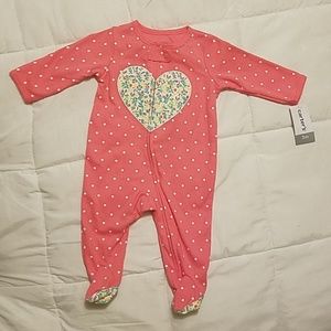 Carter's Girls Zip-Up Heart Cotton Sleep & Play